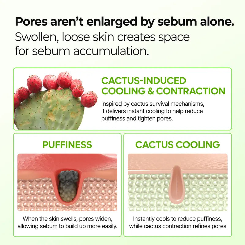 🌵CACTOX PORE RELIEF MULTI BALM with Cactus Cooling Reduce Puffiness & Pore Tightening for Visible Pore Care Skin Repair