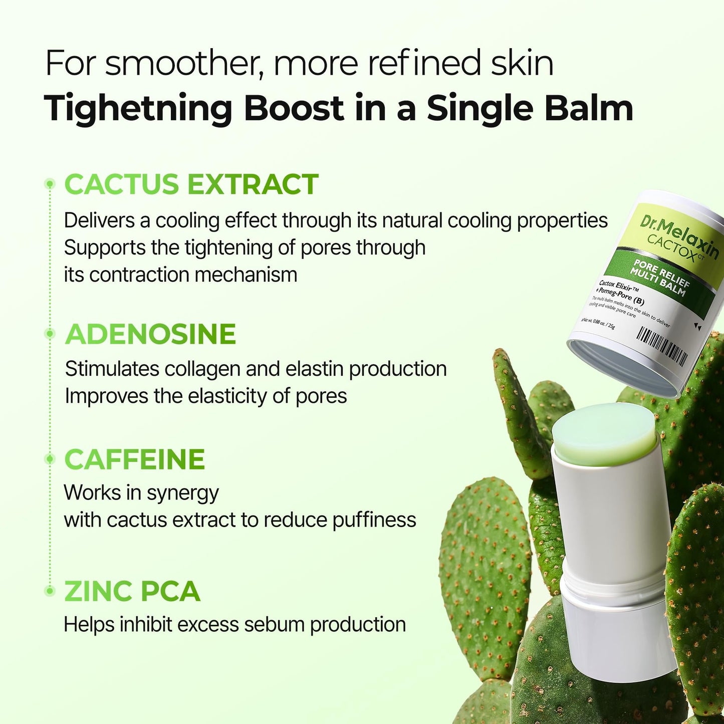 🌵CACTOX PORE RELIEF MULTI BALM with Cactus Cooling Reduce Puffiness & Pore Tightening for Visible Pore Care Skin Repair